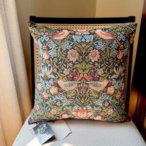 Hines of Oxford Strawberry Thief Blue Tapestry Pillow William Morris NWT ~ 18"